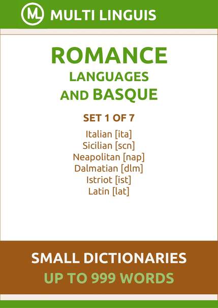 Romance Languages and Basque Language (Small Dictionaries, Set 1 of 7) - Please scroll the page down!